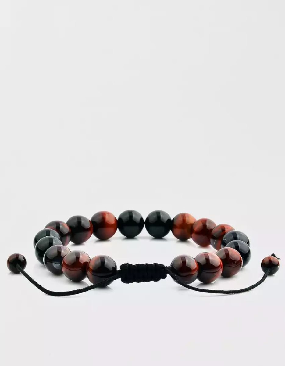 Bijoux American Eagle Natural Stone Beaded Bracelet Rouge Homme | ETW-32150622